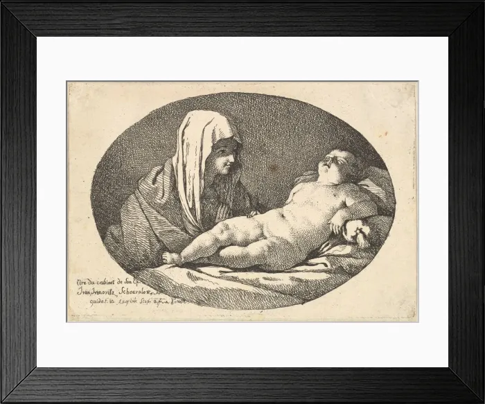 Framed Print : The Virgin at left watching the infant Christ as he sleeps, an oval composition, after Framed Print : The Virgin at left watching the infant Christ as he sleeps, an oval composition, after