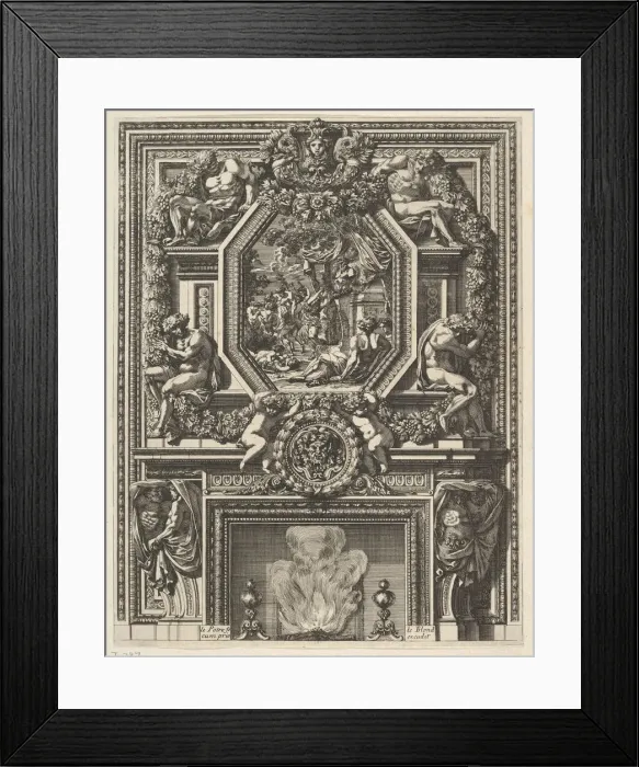 Framed Print : Chimney with a Bacchanal over the Mantle from Grandes Cheminee, ca. 1644-66 Framed Print : Chimney with a Bacchanal over the Mantle from Grandes Cheminee, ca. 1644-66