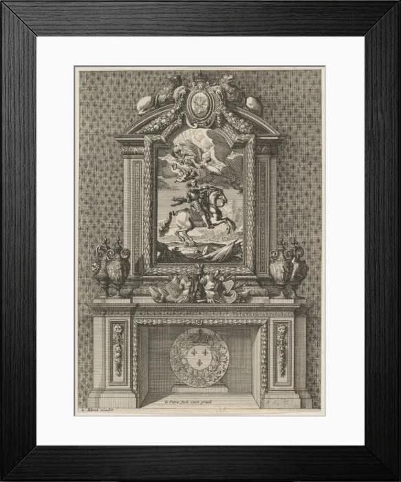 Framed Print : Chimney with a Painting of Louis XIV over the Mantle, from Grandes Cheminee, ca Framed Print : Chimney with a Painting of Louis XIV over the Mantle, from Grandes Cheminee, ca