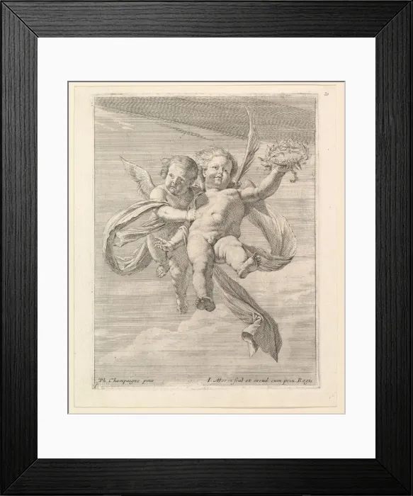 Framed Print : Groupe de deux angelots (l un regardant de face et l autre vers la gauche) Framed Print : Groupe de deux angelots (l un regardant de face et l autre vers la gauche)