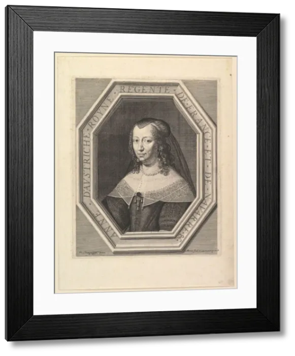Framed Print : Anne d Autriche, reine de France, en deuil de cour. Creator: Jean Morin Framed Print : Anne d Autriche, reine de France, en deuil de cour. Creator: Jean Morin