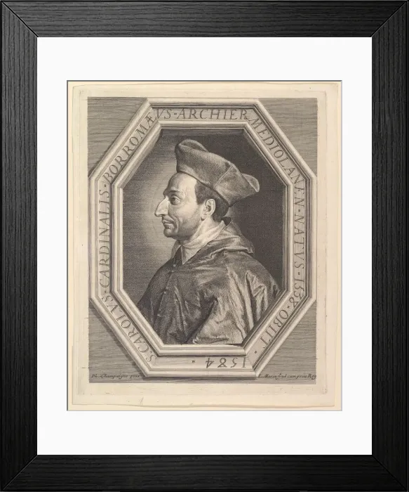Framed Print : Saint Charles Borromee, cardinal et archeveque de Milan. Creator: Jean Morin Framed Print : Saint Charles Borromee, cardinal et archeveque de Milan. Creator: Jean Morin