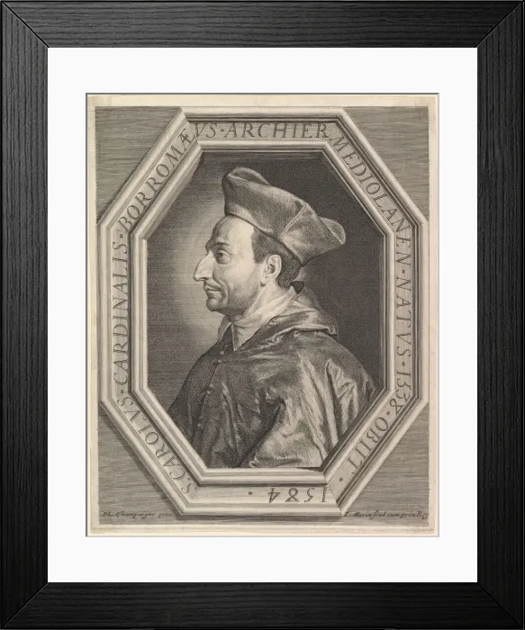 Framed Print : Saint Charles Borromee, cardinal et archeveque de Milan. Creator: Jean Morin Framed Print : Saint Charles Borromee, cardinal et archeveque de Milan. Creator: Jean Morin
