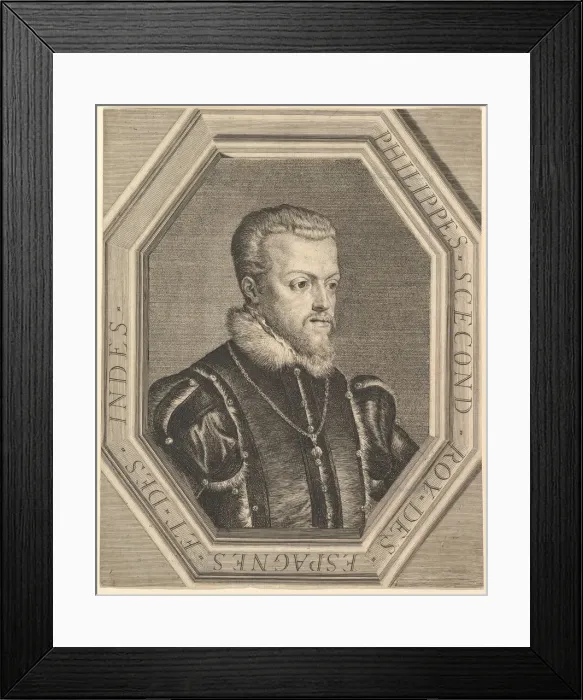 Framed Print : Philippe II, roi d Espagne. Creator: Jean Morin Framed Print : Philippe II, roi d Espagne. Creator: Jean Morin