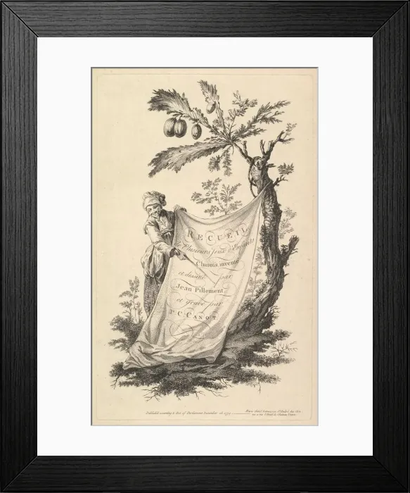 Framed Print : Title page: a smiling man holds a corner of a cloth tied to a fig tree Framed Print : Title page: a smiling man holds a corner of a cloth tied to a fig tree