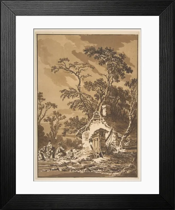 Framed Print : The Washerwomen (Les Laveuses), 1771. Creator: Jean Baptiste Le Prince Framed Print : The Washerwomen (Les Laveuses), 1771. Creator: Jean Baptiste Le Prince