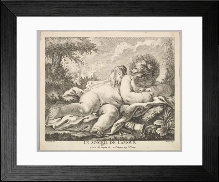 Framed Print : The Sleep of Cupid. Creator: Jean-Baptiste Michel Framed Print : The Sleep of Cupid. Creator: Jean-Baptiste Michel