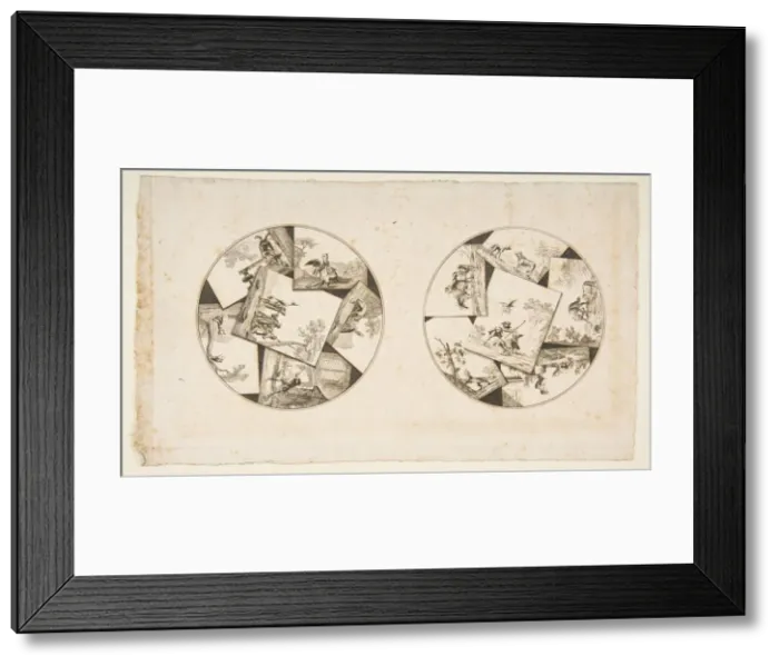 Framed Print : Designs for Plates Taken from Oudrys Illustrations to La Fontaines Fables, after 1755