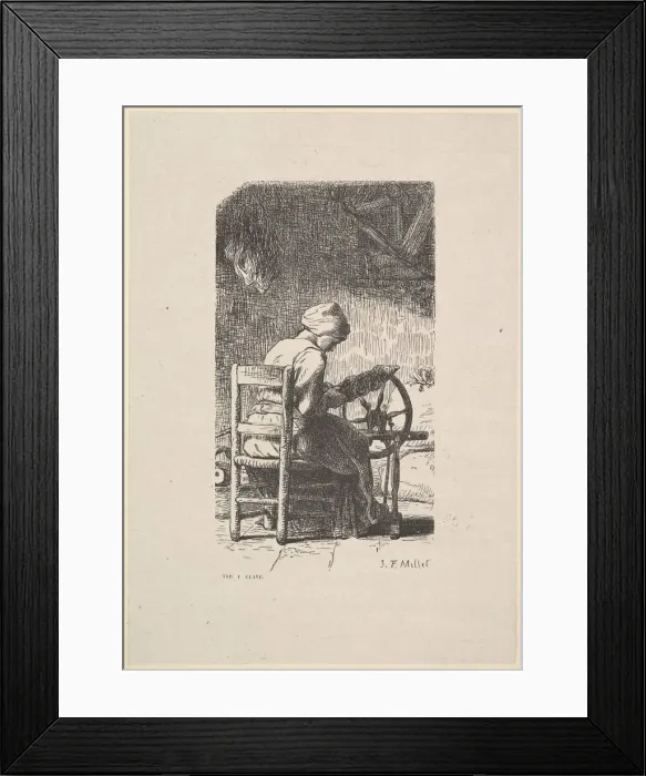 Framed Print : The Spinner, 1853. Creator: Jacques-Adrien Lavieille Framed Print : The Spinner, 1853. Creator: Jacques-Adrien Lavieille