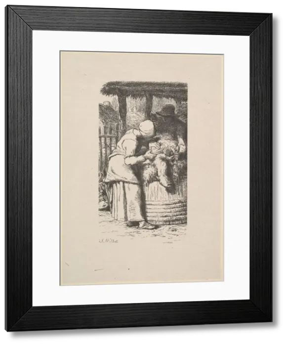 Framed Print : Sheepshearing, 1853. Creator: Jacques-Adrien Lavieille Framed Print : Sheepshearing, 1853. Creator: Jacques-Adrien Lavieille
