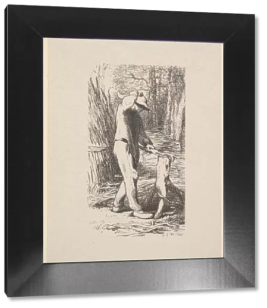 Woodcutter Making a Faggot, 1853. Creator: Jacques-Adrien Lavieille