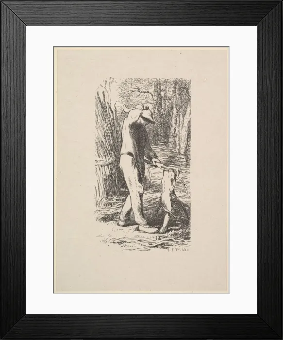Framed Print : Woodcutter Making a Faggot, 1853. Creator: Jacques-Adrien Lavieille Framed Print : Woodcutter Making a Faggot, 1853. Creator: Jacques-Adrien Lavieille
