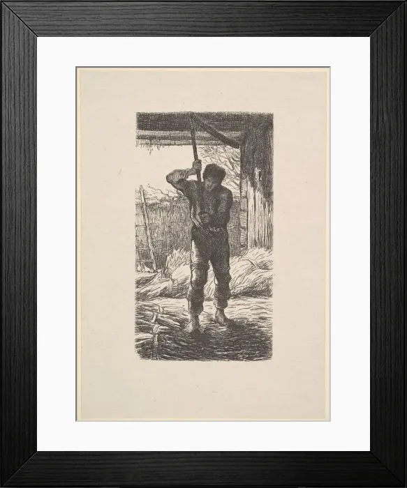 Framed Print : Man Threshing Wheat, 1853. Creator: Jacques-Adrien Lavieille Framed Print : Man Threshing Wheat, 1853. Creator: Jacques-Adrien Lavieille