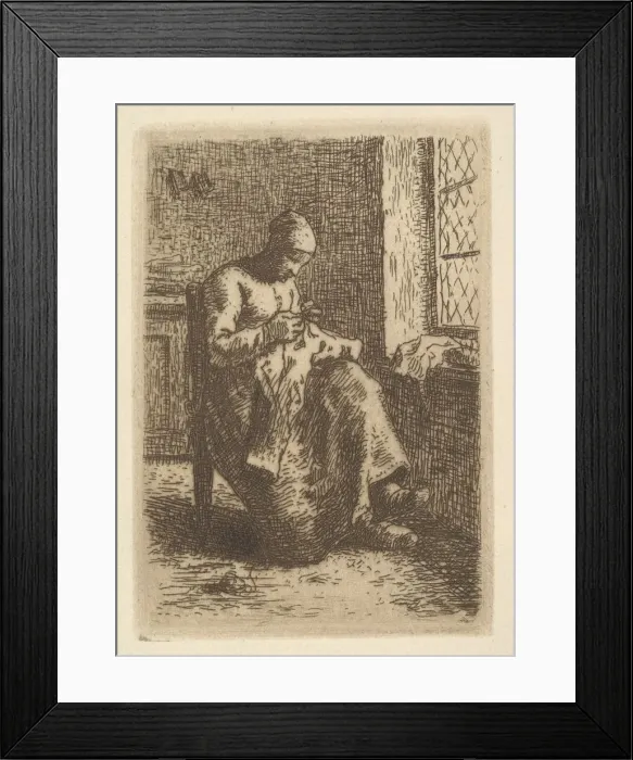 Framed Print : The Sewer, 1855. Creator: Jean Francois Millet