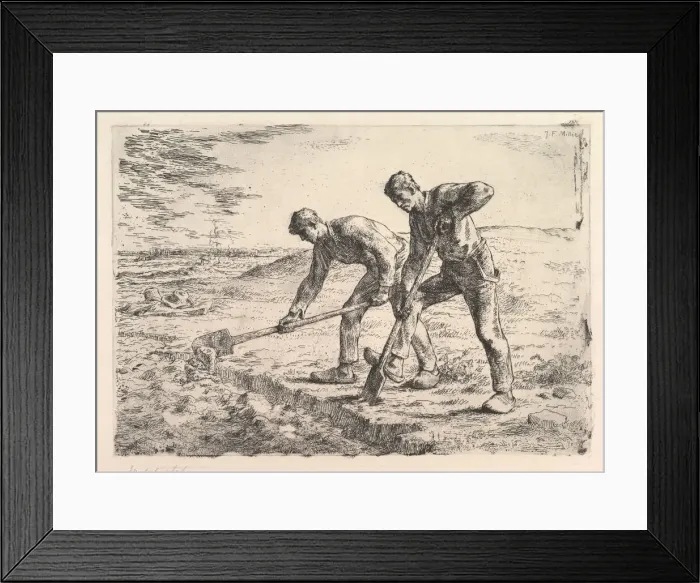 Framed Print : The Diggers, 1830-75. Creator: Jean Francois Millet Framed Print : The Diggers, 1830-75. Creator: Jean Francois Millet
