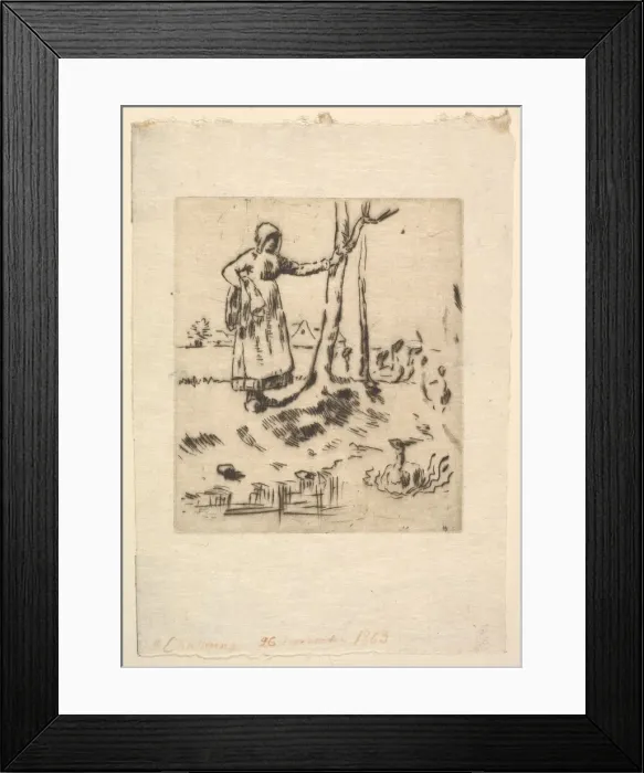 Framed Print : The Goose Girl, 1830-75. Creator: Jean Francois Millet Framed Print : The Goose Girl, 1830-75. Creator: Jean Francois Millet