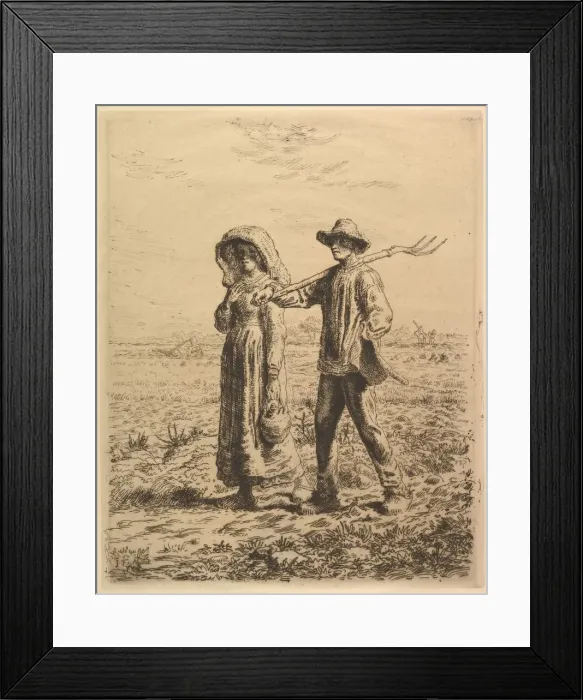 Framed Print : Peasants Going to Work, 1863. Creator: Jean Francois Millet Framed Print : Peasants Going to Work, 1863. Creator: Jean Francois Millet