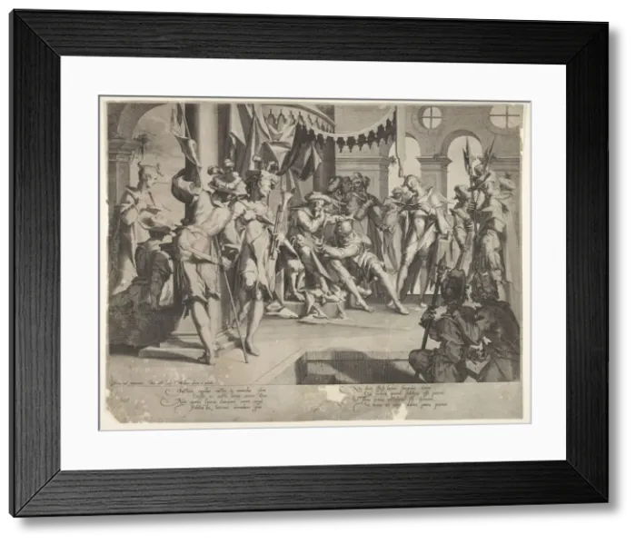 Framed Print : The Judge Bias Shedding Tears, plate IX from Thronus Justitiae, 1605 Framed Print : The Judge Bias Shedding Tears, plate IX from Thronus Justitiae, 1605