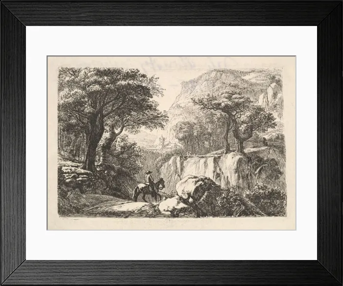 Framed Print : The Horseback Rider in the Gorge, 19th century. Creator: Johann Christian Erhard Framed Print : The Horseback Rider in the Gorge, 19th century. Creator: Johann Christian Erhard