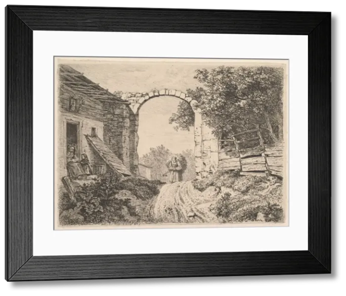 Framed Print : Girl with a Load of Hay, Outside of Thorbogen, 1817. Creator: Johann Christian Erhard Framed Print : Girl with a Load of Hay, Outside of Thorbogen, 1817. Creator: Johann Christian Erhard