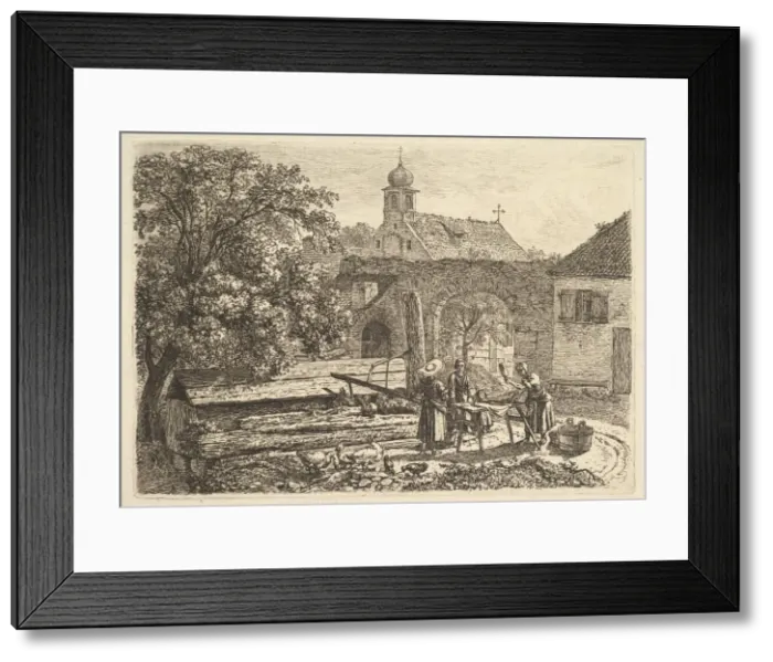 Framed Print : Laundress at an Artesian Well, 1817. Creator: Johann Christian Erhard Framed Print : Laundress at an Artesian Well, 1817. Creator: Johann Christian Erhard