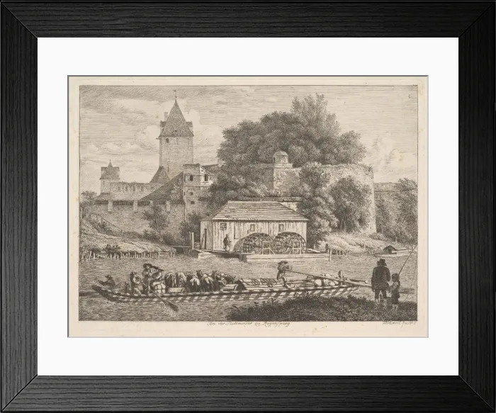 Framed Print : The Town Wall of Regensberg, 1817. Creator: Johann Christian Erhard Framed Print : The Town Wall of Regensberg, 1817. Creator: Johann Christian Erhard