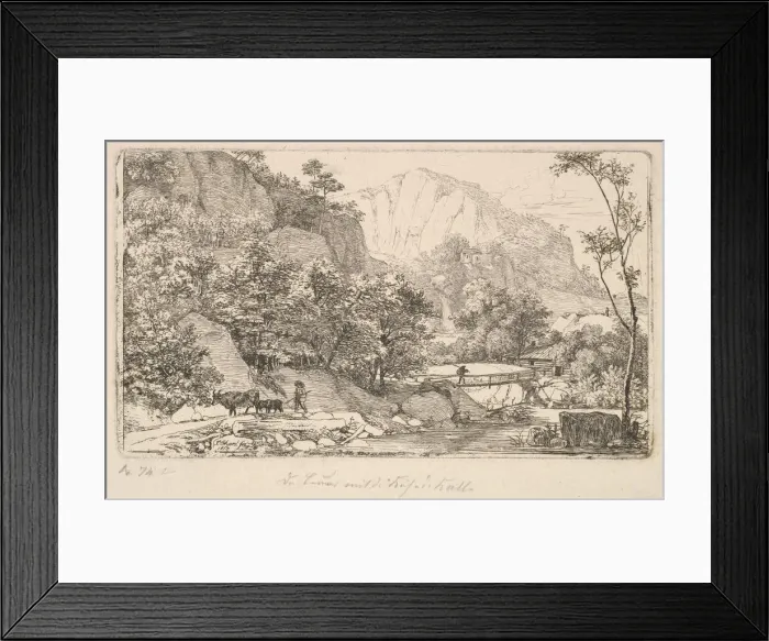 Framed Print : Peasant with Cow and Calf, in the Unterberg near the Berchtesgaden, 1818 Framed Print : Peasant with Cow and Calf, in the Unterberg near the Berchtesgaden, 1818