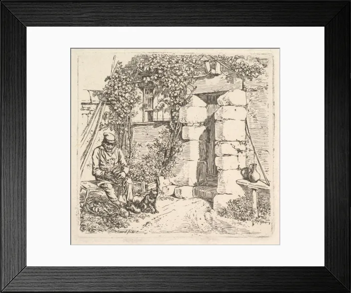 Framed Print : The Old Man and his Pomeranian Dog, 1817. Creator: Johann Christian Erhard Framed Print : The Old Man and his Pomeranian Dog, 1817. Creator: Johann Christian Erhard