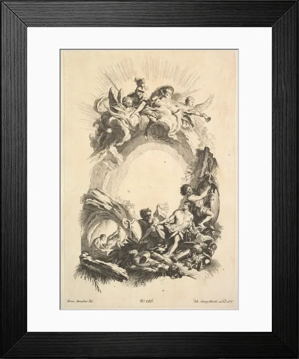 Framed Print : The Forges of Vulcan, from Book of Cartouches, mid-18th century Framed Print : The Forges of Vulcan, from Book of Cartouches, mid-18th century