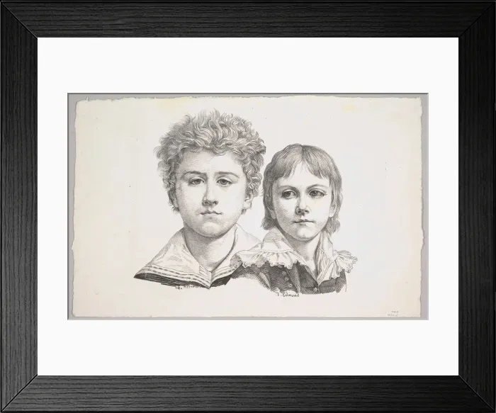 Framed Print : Portrait of the Rabe Children: Hermann, age 14 and Edmond Framed Print : Portrait of the Rabe Children: Hermann, age 14 and Edmond