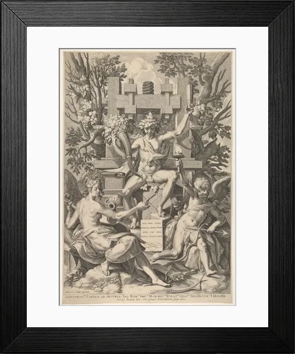Framed Print : Bacchus, Music, Amor, 1575-1600. Creator: Johann Sadeler I Framed Print : Bacchus, Music, Amor, 1575-1600. Creator: Johann Sadeler I