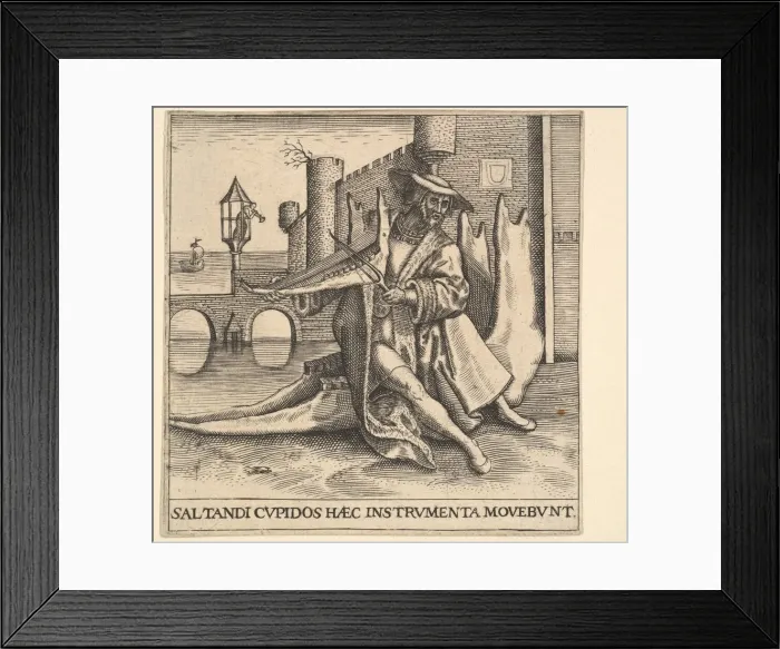 Framed Print : The Rich Man Playing Violin on a Jaw Bone. Creator: Johann Theodor de Bry Framed Print : The Rich Man Playing Violin on a Jaw Bone. Creator: Johann Theodor de Bry