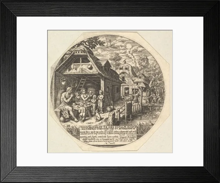Framed Print : Enoch and his family surrounding a meal table and holding their hands in a gestur... ca Framed Print : Enoch and his family surrounding a meal table and holding their hands in a gestur... ca