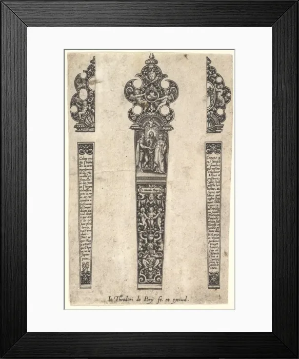 Framed Print : Design for knife handle to commemorate a marriage, ca. 1580-1600 Framed Print : Design for knife handle to commemorate a marriage, ca. 1580-1600