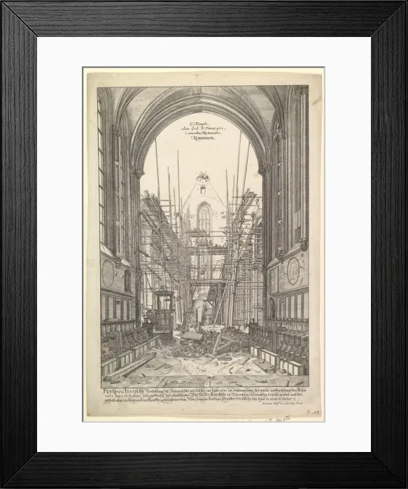 Framed Print : View of the Church of the Franciscans in Nuremberg under Reconstruction Framed Print : View of the Church of the Franciscans in Nuremberg under Reconstruction