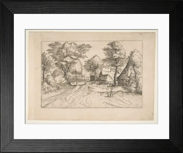 Framed Print : Village Road with a Farm and Sheds, from the series, The Small Landscapes (Multifariaru Framed Print : Village Road with a Farm and Sheds, from the series, The Small Landscapes (Multifariaru