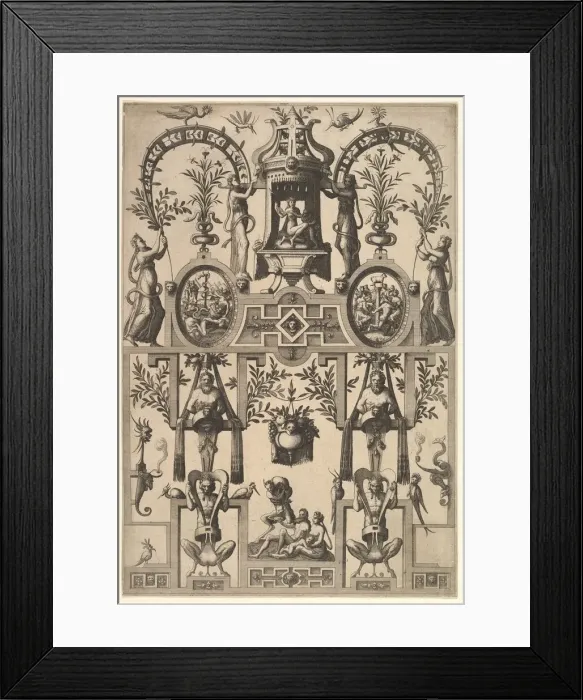 Framed Print : Modern Grotesque with Strapwork, 1557. Creator: Johannes van Doetecum I Framed Print : Modern Grotesque with Strapwork, 1557. Creator: Johannes van Doetecum I