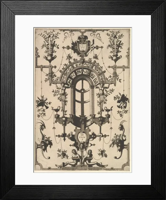 Framed Print : Modern Grotesque with Strapwork, 1554. Creator: Johannes van Doetecum I Framed Print : Modern Grotesque with Strapwork, 1554. Creator: Johannes van Doetecum I
