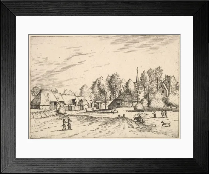 Framed Print : Country Village with Church Tower from Multifariarum casularum ruriumque lineamenta cur