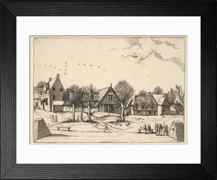 Framed Print : Country Village, archers in the foreground from Multifariarum casularum ruriumque linea Framed Print : Country Village, archers in the foreground from Multifariarum casularum ruriumque linea