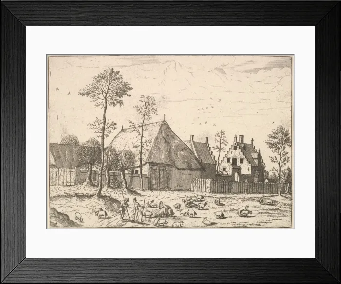 Framed Print : Shed with Cottage, from The Small Landscapes, 1559-61. Creator: Johannes van Doetecum I Framed Print : Shed with Cottage, from The Small Landscapes, 1559-61. Creator: Johannes van Doetecum I