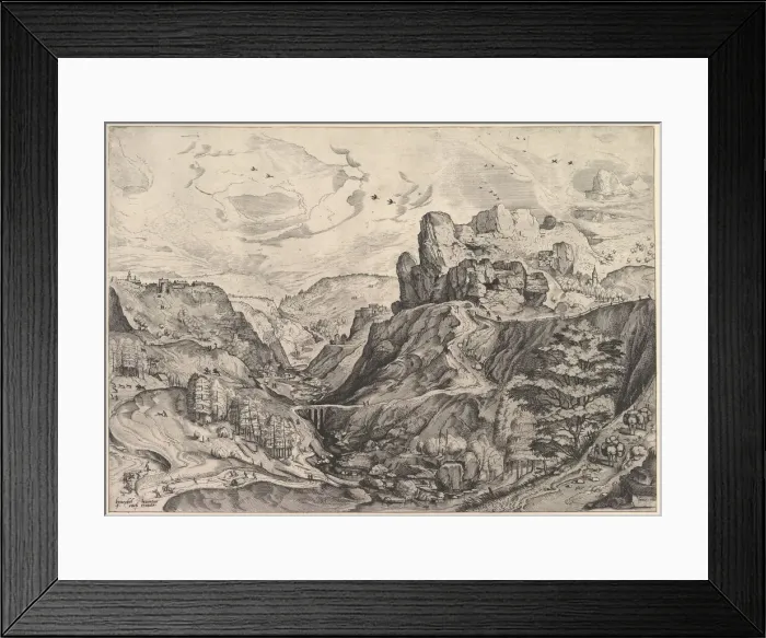 Framed Print : Alpine Landscape with a Deep Valley from The Large Landscapes, ca. 1555-56 Framed Print : Alpine Landscape with a Deep Valley from The Large Landscapes, ca. 1555-56
