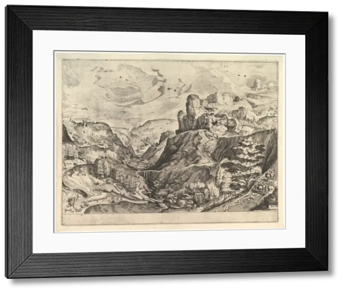 Framed Print : Alpine Landscape with a Deep Valley from The Large Landscapes, ca. 1555-56 Framed Print : Alpine Landscape with a Deep Valley from The Large Landscapes, ca. 1555-56