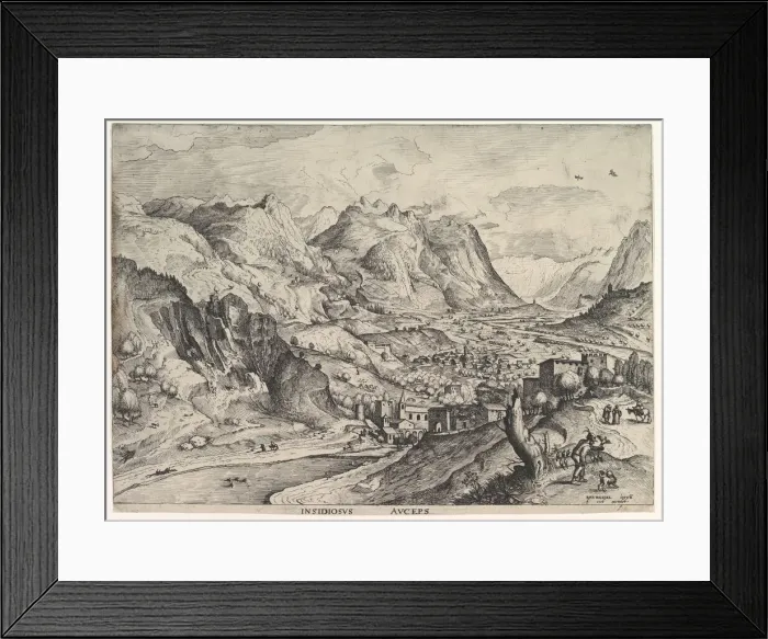 Framed Print : The Crafty Bird-Catcher (Insidiosus auceps) from The Large Landscapes, ca. 1555-56