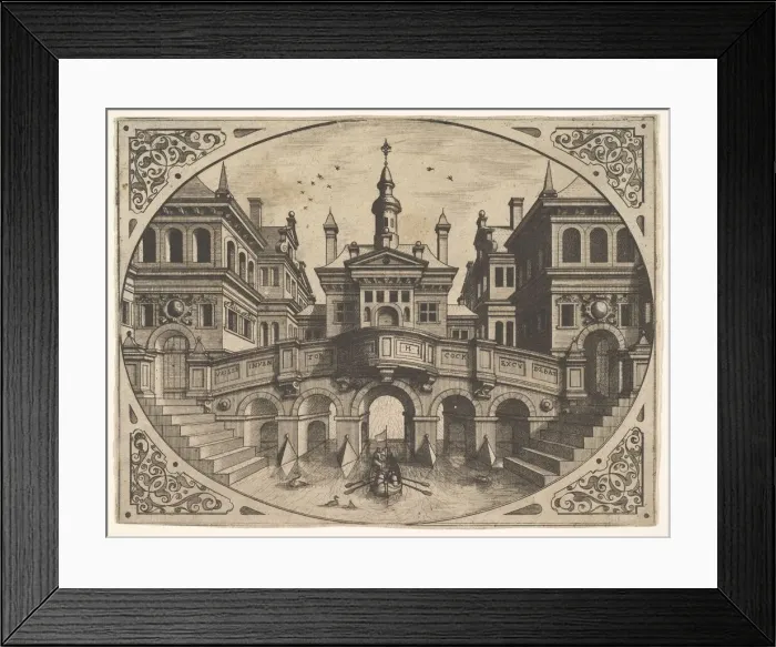 Framed Print : Plate from Scenographiae... 1560. Creator: Johannes van Doetecum I Framed Print : Plate from Scenographiae... 1560. Creator: Johannes van Doetecum I