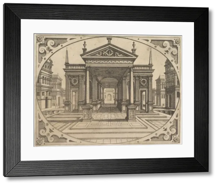 Framed Print : Plate from Scenographiae... ca. 1560. Creator: Johannes van Doetecum I Framed Print : Plate from Scenographiae... ca. 1560. Creator: Johannes van Doetecum I