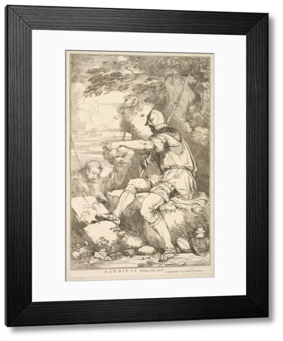 Framed Print : Banditti Taking His Post (from Fifteen Etchings Dedicated to Sir Joshua Reynol Framed Print : Banditti Taking His Post (from Fifteen Etchings Dedicated to Sir Joshua Reynol