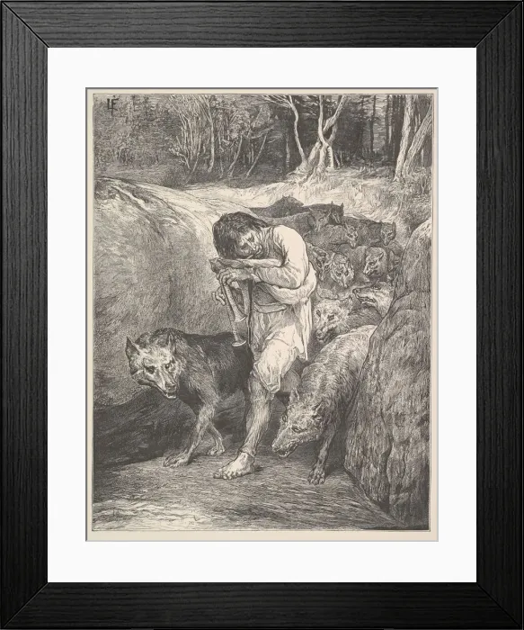 Framed Print : The Wolf-Charmer, 1867. Creator: Henry Marsh Framed Print : The Wolf-Charmer, 1867. Creator: Henry Marsh