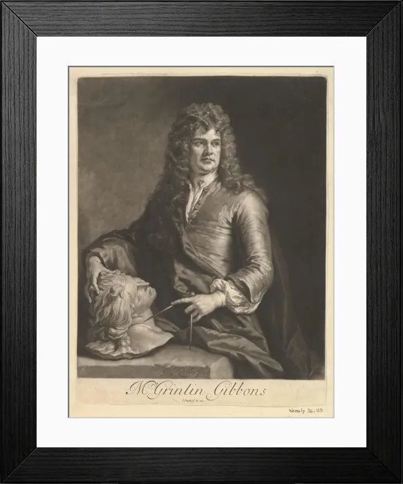 Framed Print : Portrait of Grinling Gibbons, 1690. Creator: John Smith Framed Print : Portrait of Grinling Gibbons, 1690. Creator: John Smith