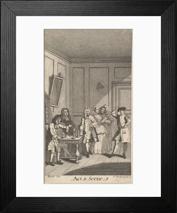 Framed Print : Frontispiece to Molieres L Avare'(The Miser), 1732 Framed Print : Frontispiece to Molieres L Avare'(The Miser), 1732